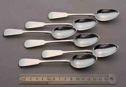 Scottish Silver Teaspoon and Sugartongs Set (6 Teaspoons, Sugartongs)